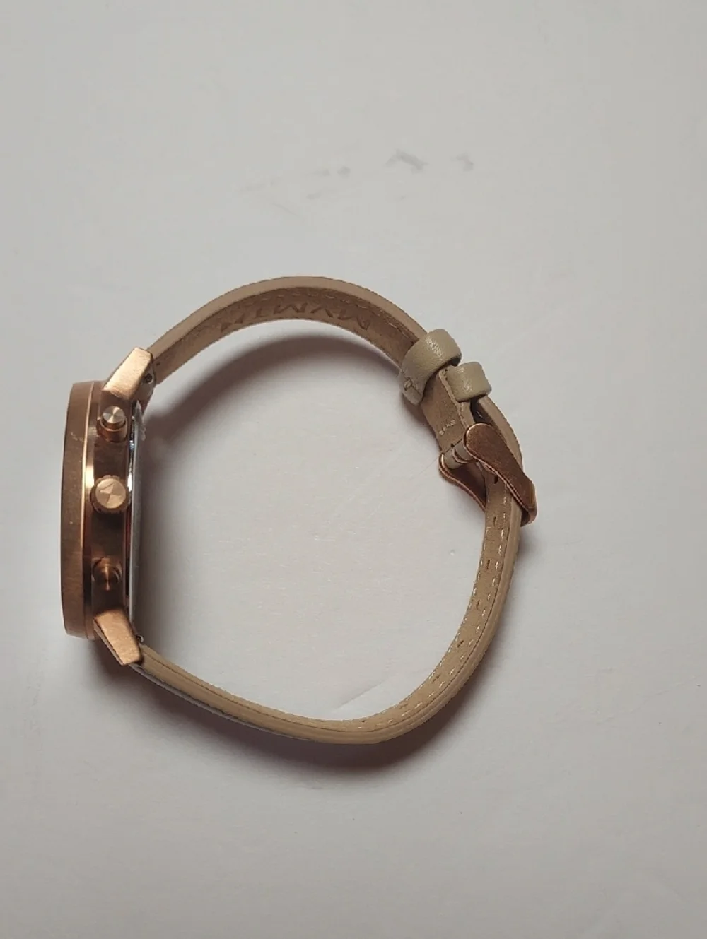 MVMT Rose gold Watch With Beige Leather Strap Chronograph Watch